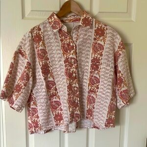 High Advantage Floral Patterned Crop Top - Red and White